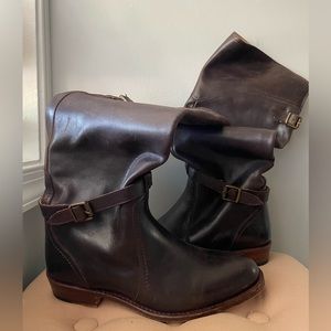 Frye leather buckle boots size 6.